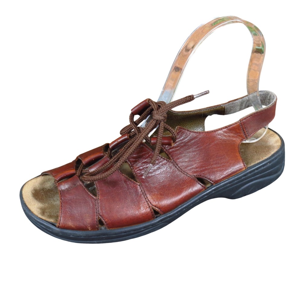 Rieker Antistress Womens Fisherman Sandals Size 38 Walking Brown Leather Lace Up